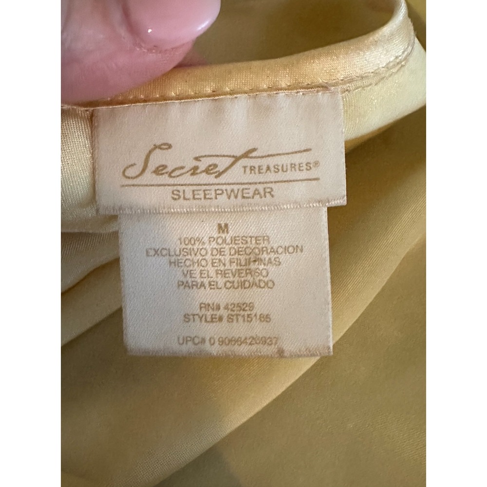 Secret Treasures Yellow Satin Slip Dress Chemise M Fairy Whimsical Nightgown - Picture 7 of 7
